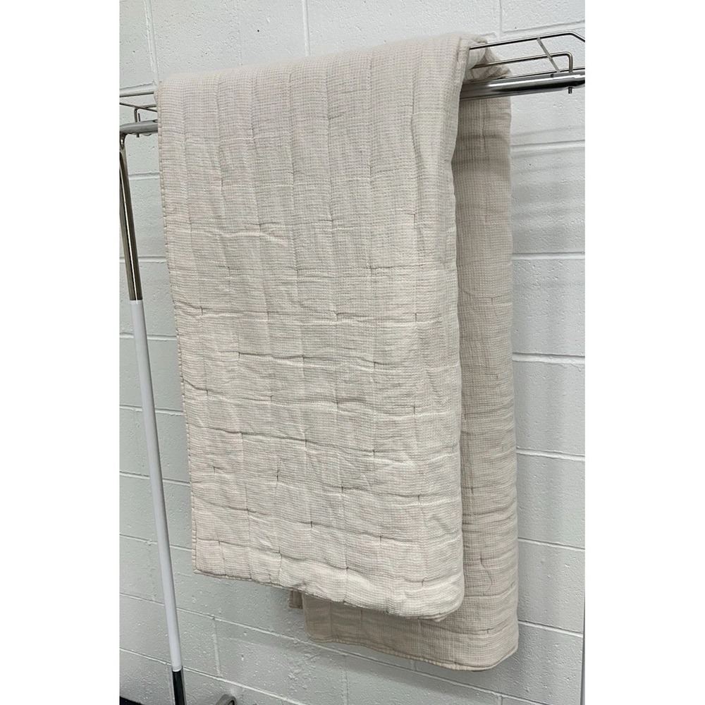 Pottery Barn Beige Belgian Flax‎ Linen Waffle Comforter Full/Queen 84"x90"